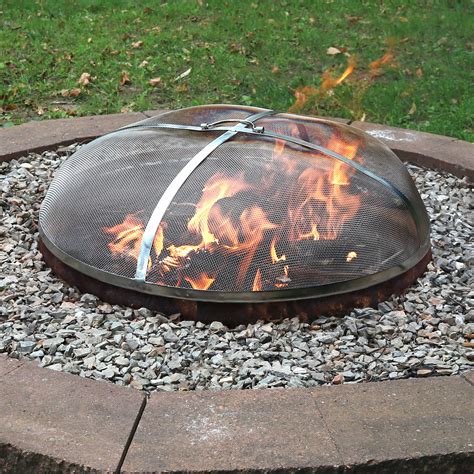 sunnydaze spark screen  stainless steel rust resistant fire pit