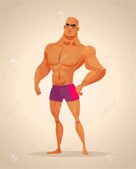 strong man bodybuilder character vector cartoon illustration