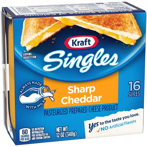 kraft singles cheese slices sharp cheddar cheese  ct  oz