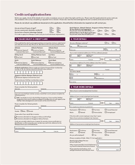 sample credit application forms   ms word
