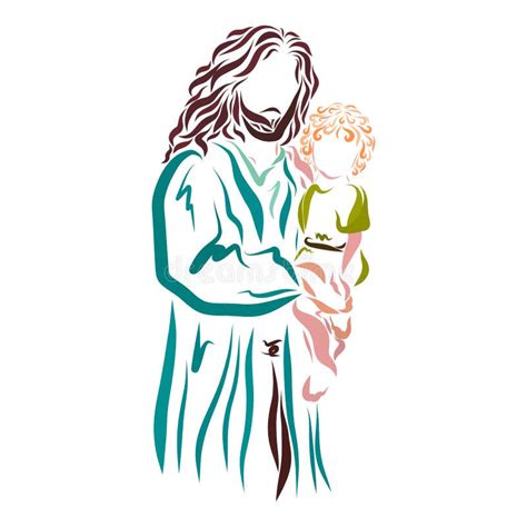 jesus  holding  child stock illustration illustration  jesus