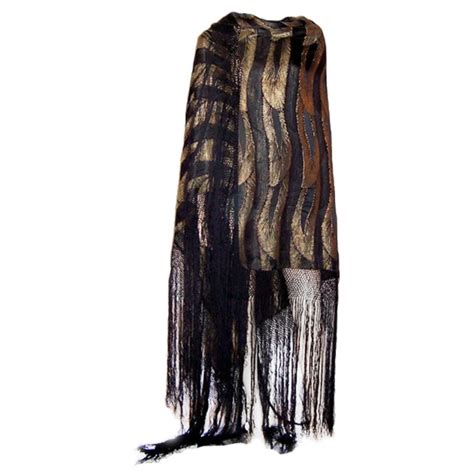 1920 s french black and gold lame shawl in stylized leaf designs at 1stdibs