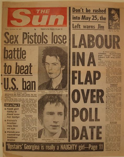 Sex Pistols Banned From U S A The Sun Newspaper 1977