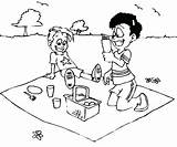 Picnic Coloring Pages Family Getdrawings sketch template