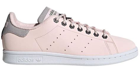 adidas originals fleece stan smith shoes  pink save  lyst