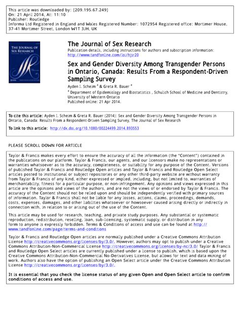 pdf sex and gender diversity among transgender persons in ontario