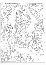 Coloring Saint Bezoeken Raphael Sistine Saints Madonna Catholic Two sketch template