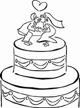 Cake Wedding Coloring Chocolate Pages Bride Groom Kids Dolls Netart sketch template
