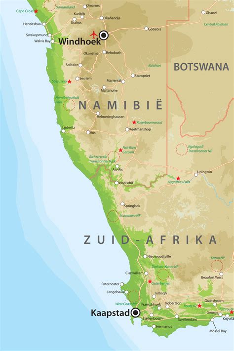 kaart van zuid namibie met zuid afrika bij van verre