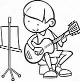 Guitar Coloring Playing Boy Illustration Children Clipart Clipartmag Depositphotos sketch template