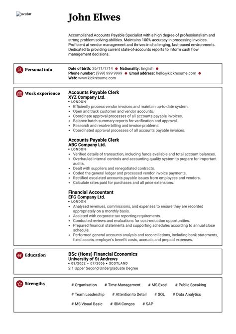 senior accountant cv resume sample kickresume