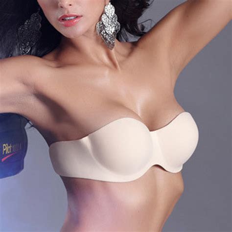 sexy women pro strapless seamless self adhesive stick invisible push up