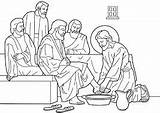 Humility Coloring Jesus Feet Disciples Washes sketch template