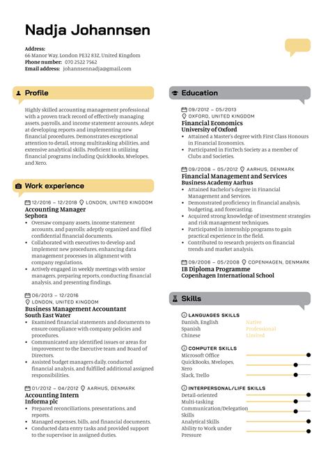 accounting manager resume template kickresume