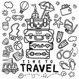 Doodle Travel Doodles Drawing Vector Clipart Illustration Hand Set Sketch Drawn 123rf Journal Stock Icon Choose Board sketch template