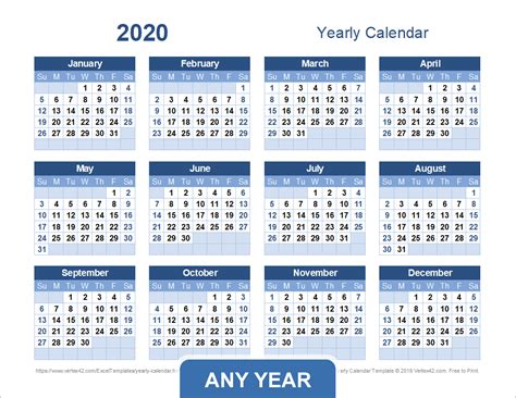 yearly calendar template
