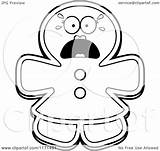 Screaming Gingerbread Mascot Woman Clipart Cartoon Cory Thoman Outlined Coloring Vector sketch template