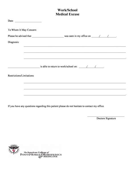 printable fake doctors note  signature