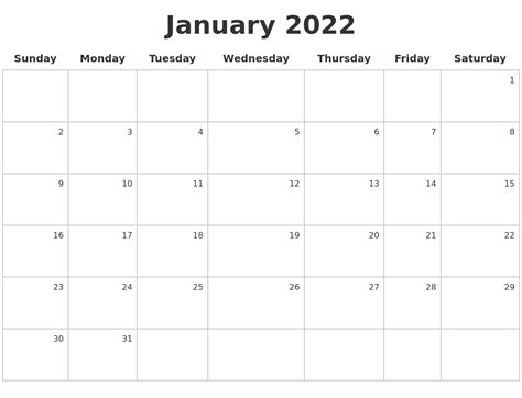 january    calendar