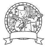 Engineer Coloring Inventor Profession Series Funny Abc Book Drawing Coat Man Illustration Emblem Getdrawings Kids sketch template