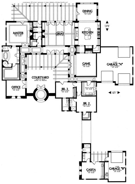tuscan style house plans  courtyard