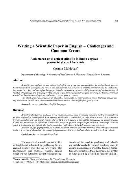 writing  scientific paper  english challenges  common errors