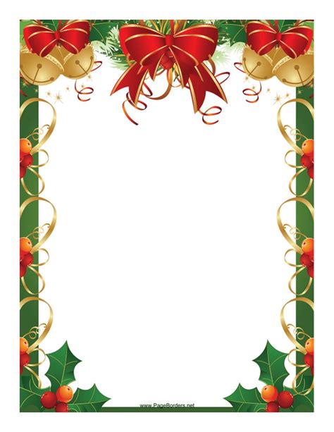 ribbons bells  holly christmas page border template