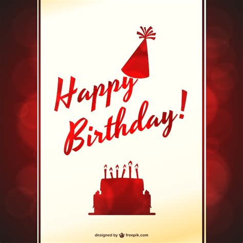 vector red happy birthday card   cake