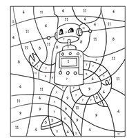 robot color  number printable activities  kids printable