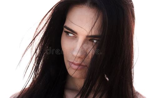 Attractive Dark Haired Woman Stock Image Image Of Contemplative