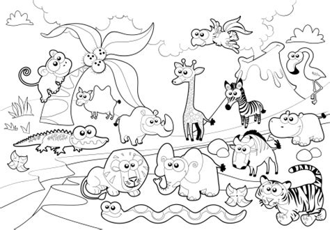 detailed coloring page zoo animals kidspressmagazinecom