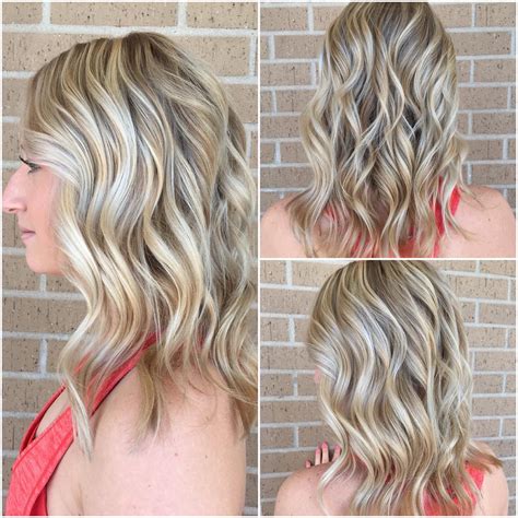 Beautiful Wavy Long Blonde Bob With Highlights The