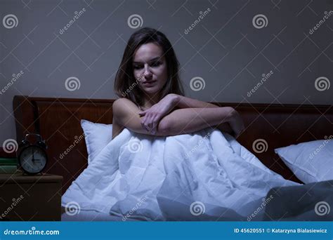 Woman Staying Awake At Night Stock Image Image Of Depression Lying
