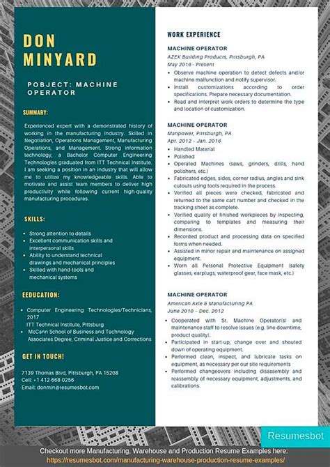 machine operator resume samples templates pdfdoc  rb