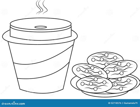 cookies  milk coloring page stock illustration image