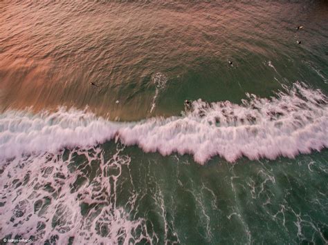 aerial view   ocean waves  surfers   water  sunset  sunrise
