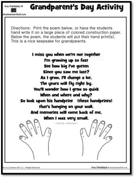 grandparents day activity keepsake handprint poem    teacher