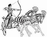 Char Chariot égyptien Carro Caballo Pharaoh Bow Sp sketch template