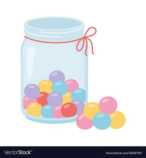 jar glass  balls candies sweet confectionery vector image