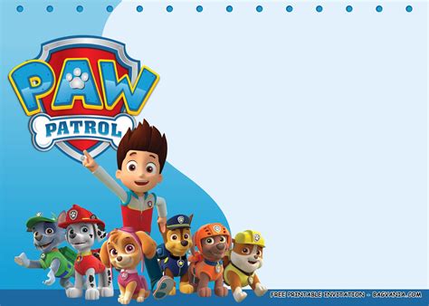 paw patrol printables invitations