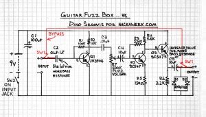 guitar fuzz schematic hack  week