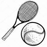 Tennis Racket Ball Sketch Illustration Vector Coloring Stock Doodle Style Racquet Pages Depositphotos Lhfgraphics Plus Logo Getcolorings Shutterstock sketch template