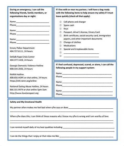 safety plan templates  samples examples format sample