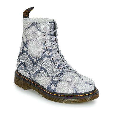 dr martens synthetic pascal snake womens mid boots  grey  grey lyst