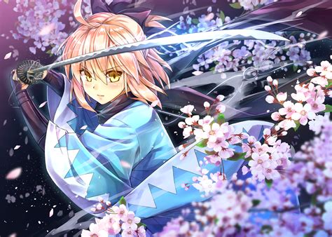 Blonde Hair Cherry Blossoms Fate Grand Order Fate Series
