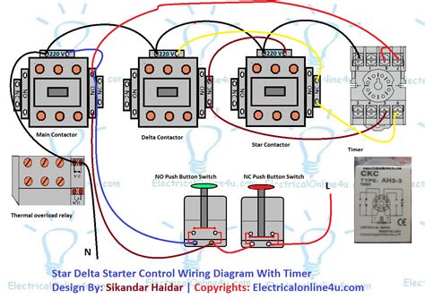 star delta starter wiring diagram  phase  timer