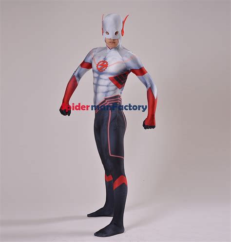 gray flash costume spandex male superhero 3d shade flash costume with