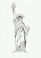Statue Liberty Coloring Pages Drawing Printable Kids Drawings Sketch Clipart Outline Print Easy Usa Sheets Pencil York Gif Landmarks Sketches sketch template