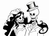Skeleton Clipart Bride Groom Skull Cartoon Dead Halloween Clip Zombie Skulls Wedding Drawing Cliparts Couple Skeletons Death Silhouette Sugar Do sketch template