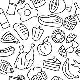 Food Vector Line Outline Pattern Doodle Seamless Drawing Illustration Style Cartoon Background Colors Vectors Restaurant Transparent Illustrator Drawings Element sketch template